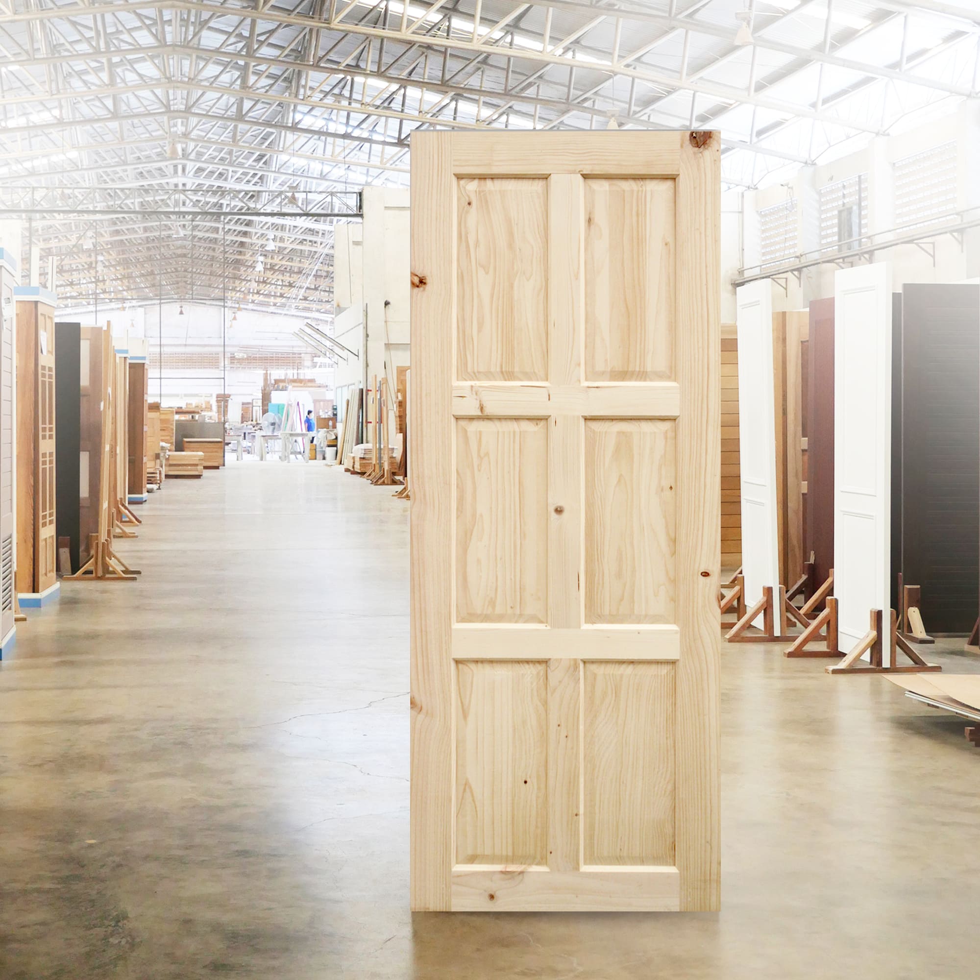 ประตูไม้ KW001 6ฟัก SHOPEE ตย