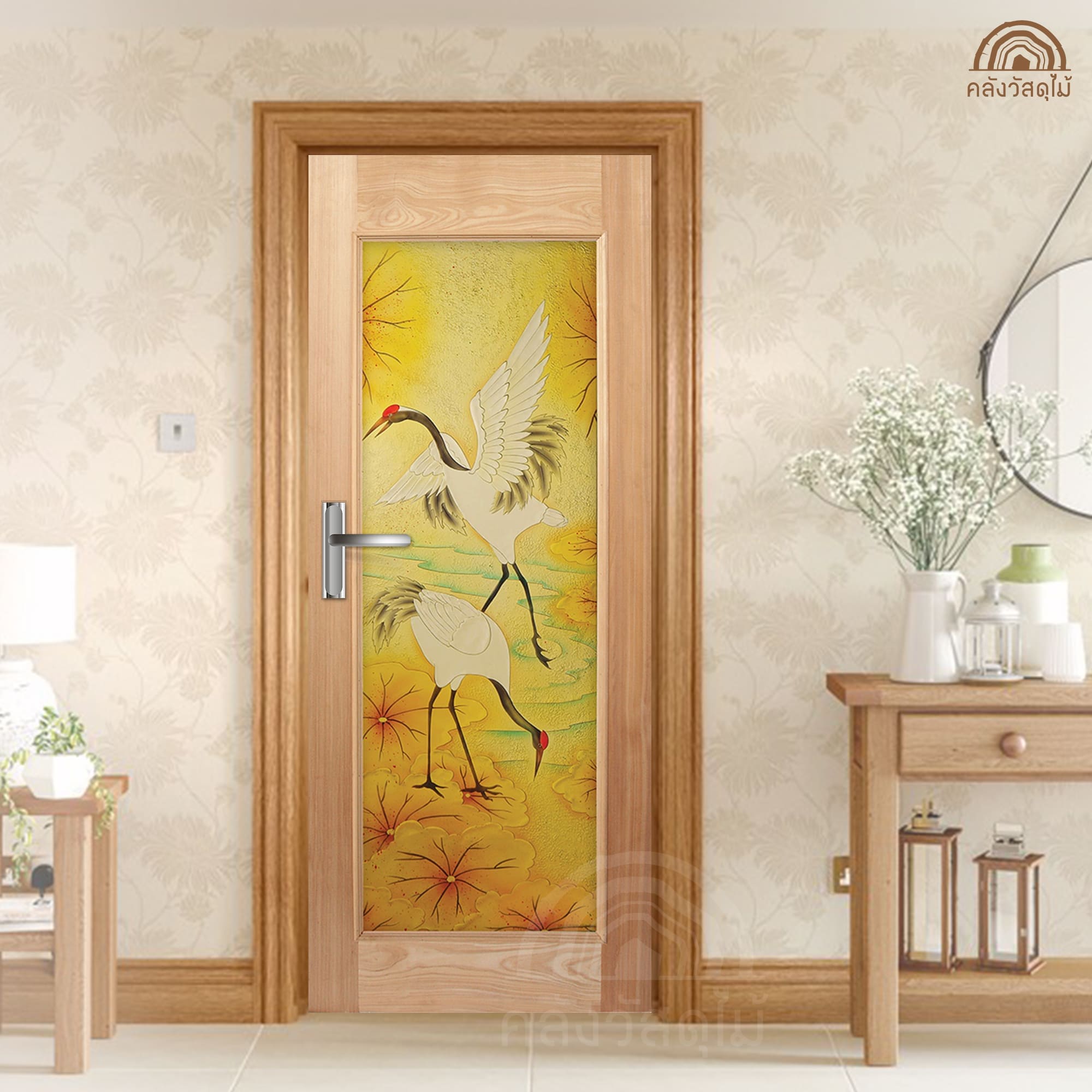 ประตูไม้กระจก MASTER-004 2ส่งฟรีแดง