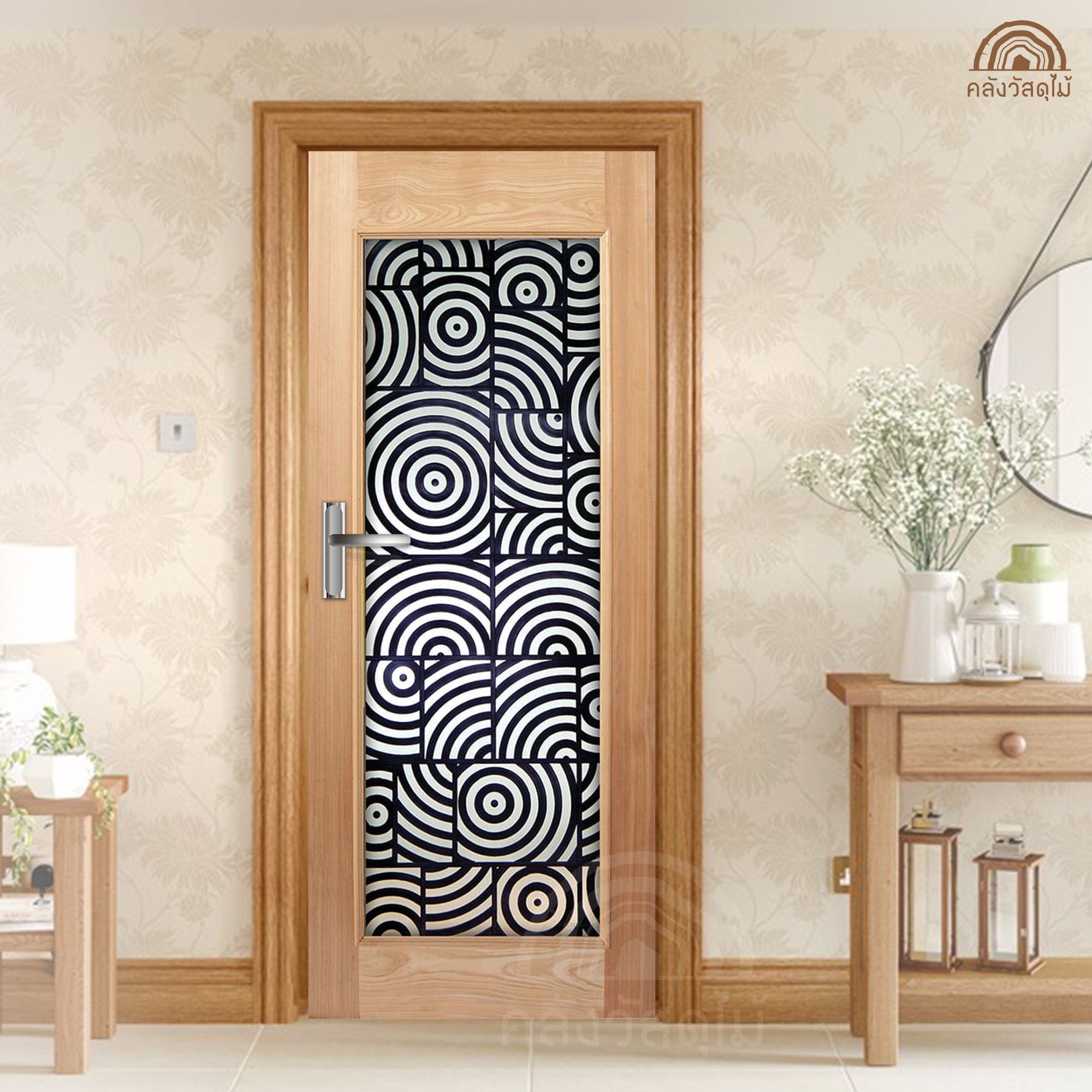 ประตูไม้กระจก MASTER-012 2ส่งฟรีแดง