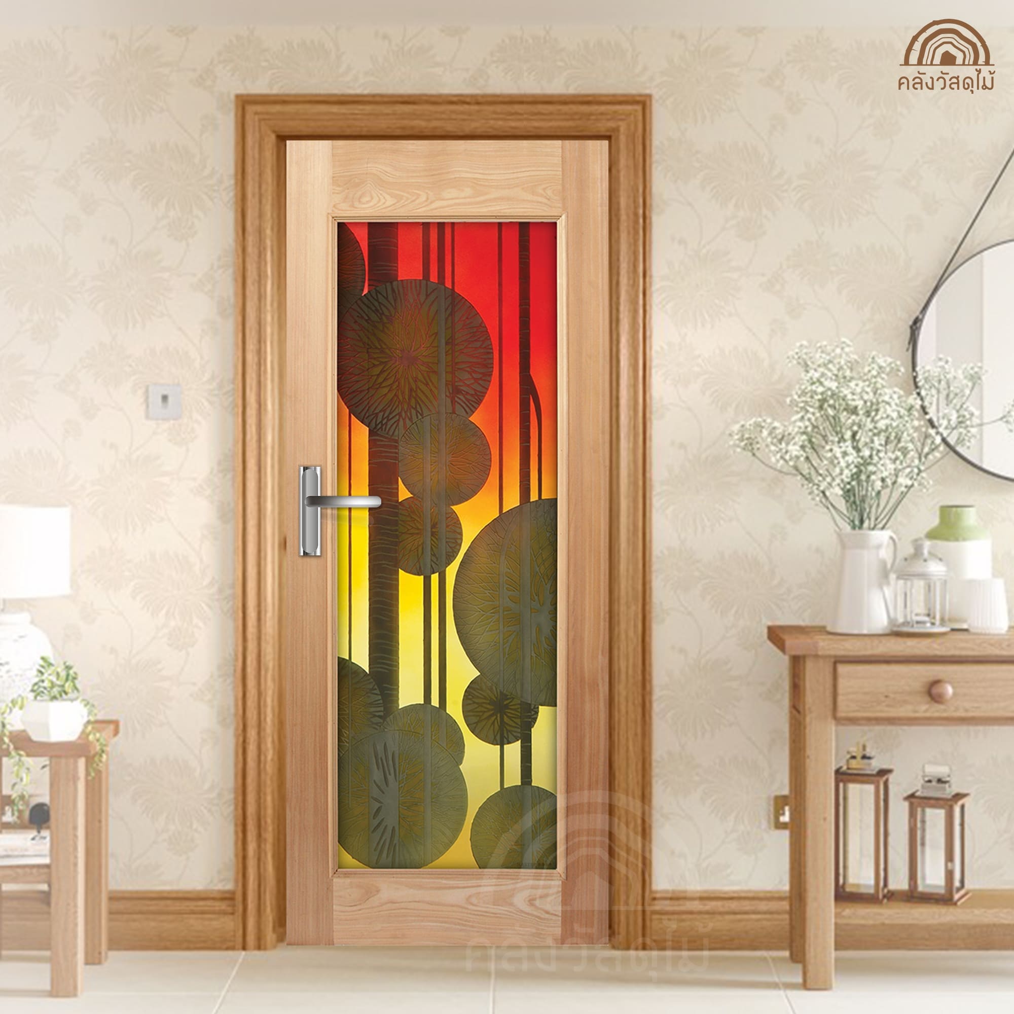ประตูไม้กระจก MASTER-014 2ส่งฟรีแดง