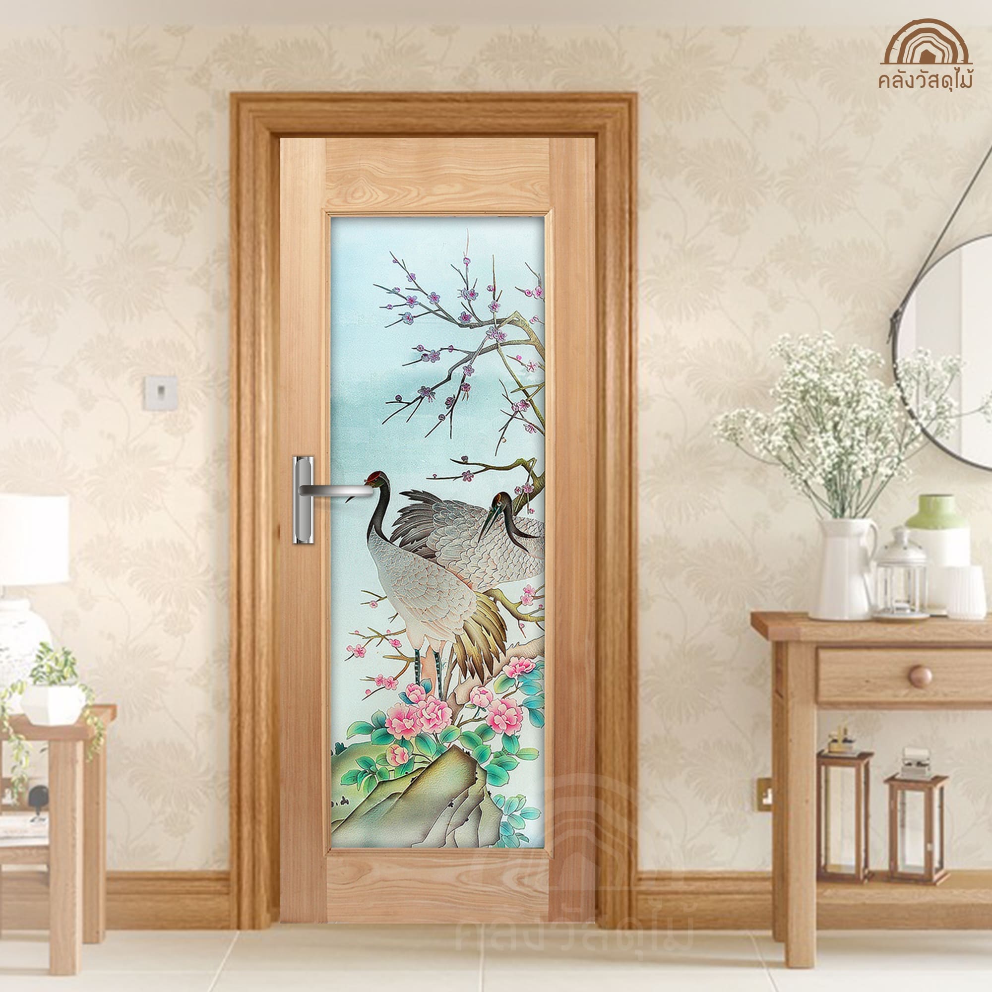 ประตูไม้กระจก MASTER-018 2ส่งฟรีแดง