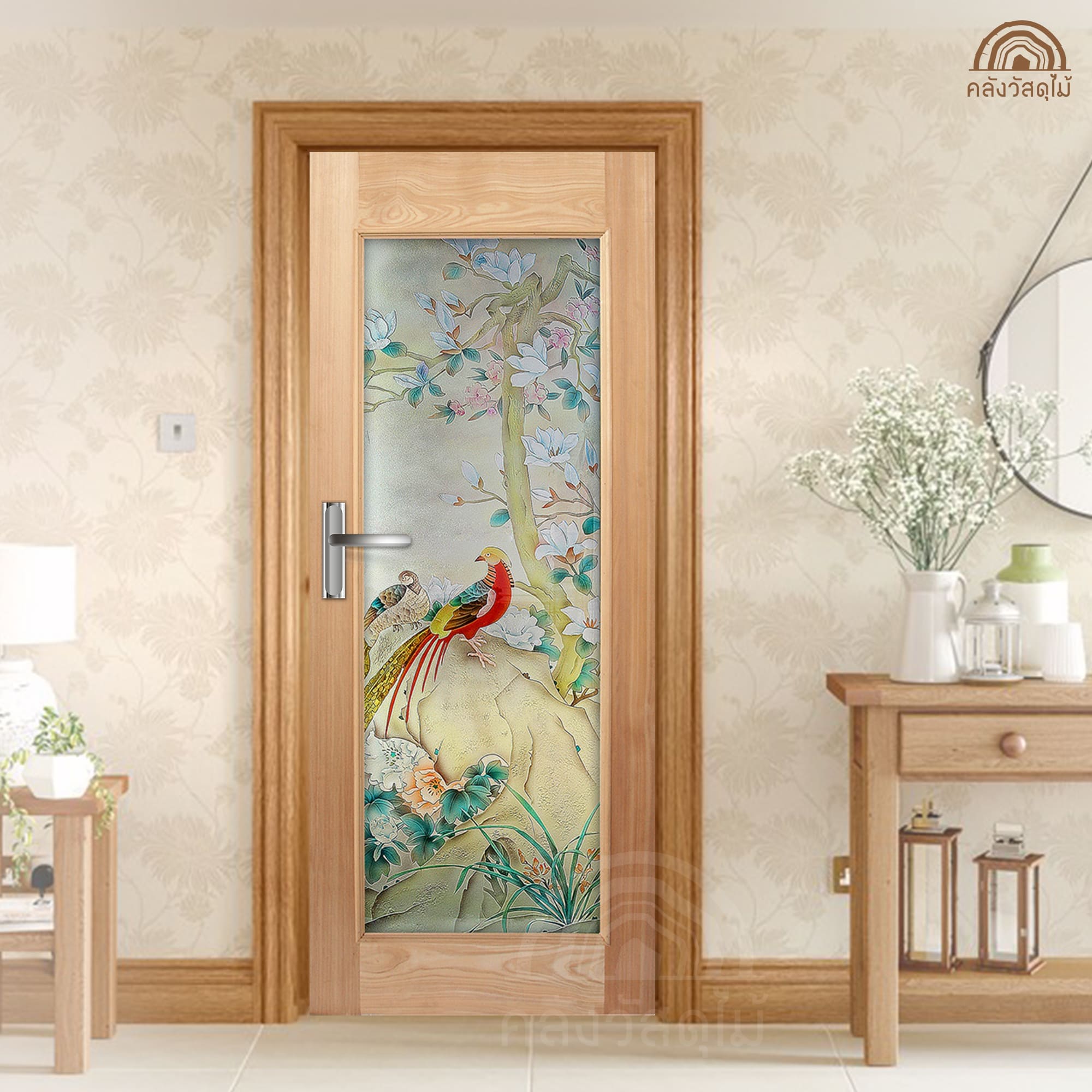 ประตูไม้กระจก MASTER-019 2ส่งฟรีแดง