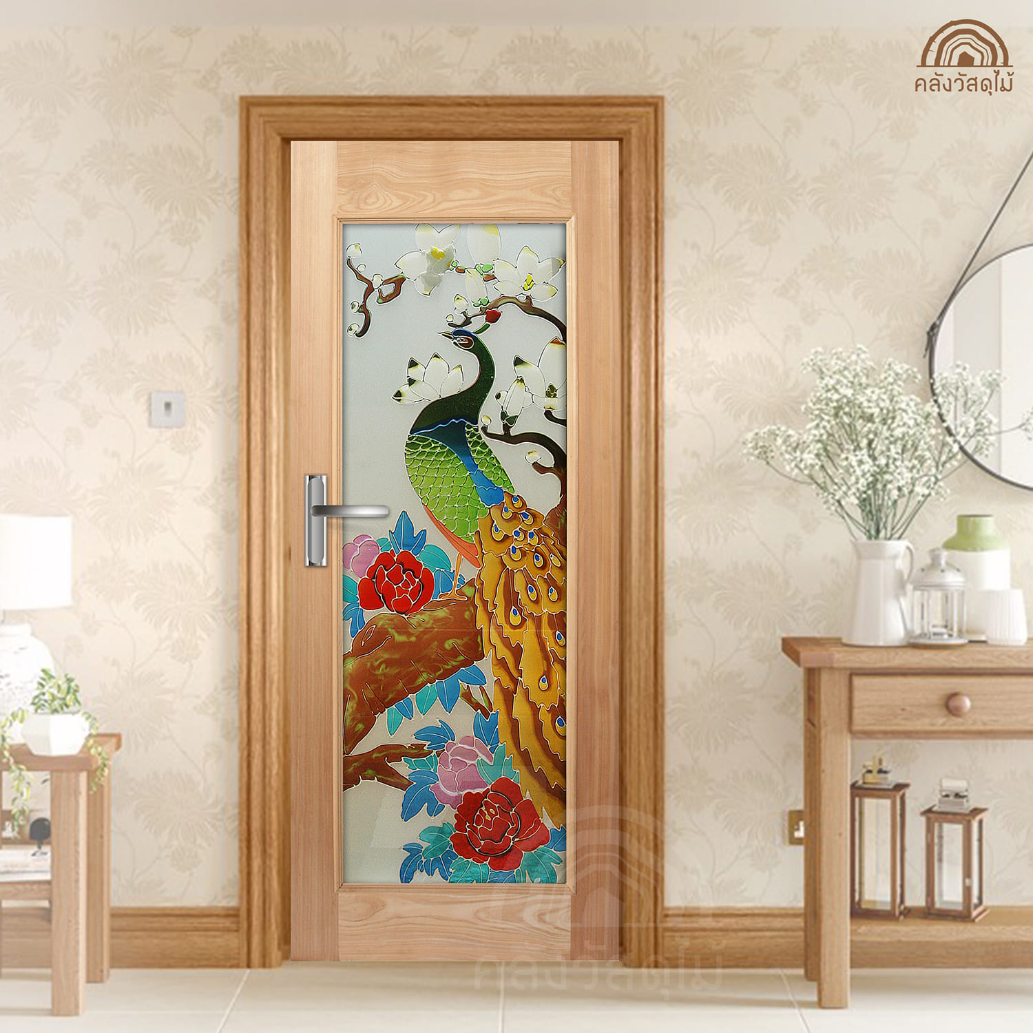 ประตูไม้กระจก ART-03 2ส่งฟรีแดง